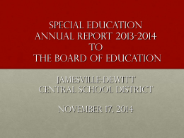 Special Education Annual Report for 2011