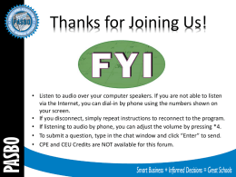 Welcome to FYI - Pennsylvania Association of School