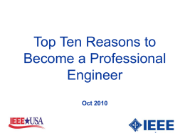 10 Reasons to Become a PROFESSIONAL ENGINEER