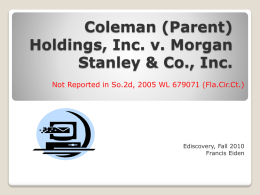 Coleman (Parent) Holdings, Inc. v. Morgan Stanley & Co., Inc.