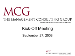 MCG Kick-Off Meeting - Booth School of Business
