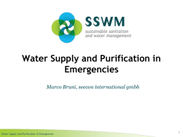 Water Supply and Purification in Emergencies