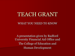 TEACH GRANT - Radford University