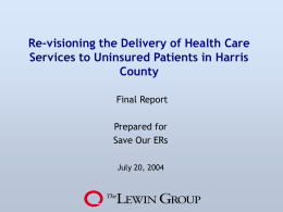 Proposal for Re-visioning the Delivery of Health Care