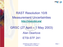 GTRSC - Measurement Uncertainties