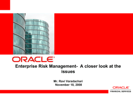 (A) Enterprise Risk Management: A Closer Look at the Issues