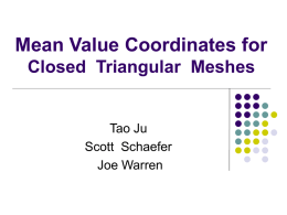 Mean Value Coordinates for Closed Triangular Meshes