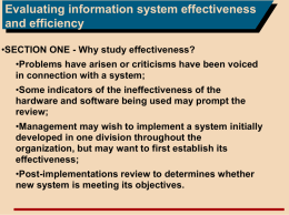 Evaluating information system effectiveness and efficiency