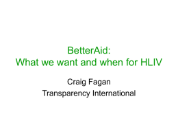 BetterAid: What we want and when for HLIV