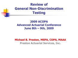Review of General Non-Discrimination Testing 2009 ACOPA