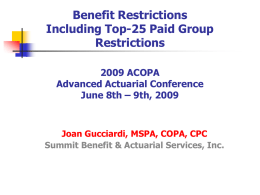 Restricted Distributions in DB Plans ASPPA Annual