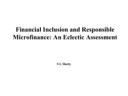 Financial Inclusion and Responsible Microfinance: An