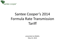 Santee Cooper’s 2013 Formula Rate Transmission Tariff