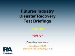 Futures Industry DR Testing Workshops