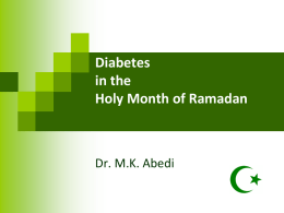 Diabetes in the holy month of Ramadan