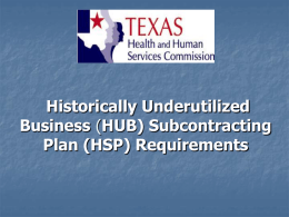 HUB Subcontracting Plan (HSP) Requirements