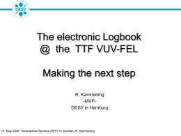 The electronic Logbook Making the next step