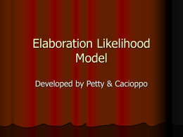 Elaboration Likelihood Model - Mississippi State University