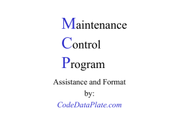 Maintenance Control Program
