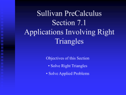 Sullivan Algebra and Trigonometry: Section 9.1