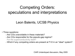 Competing Orders… - University of California, Santa Barbara