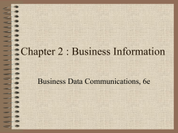 Chapter 2 : Business Information
