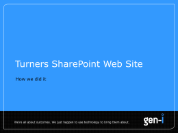 SPUG November - Turners SharePoint Web Site