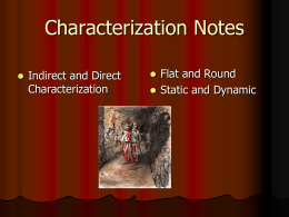 Characterization Notes - Ms. Durham's 9th Grade English Class