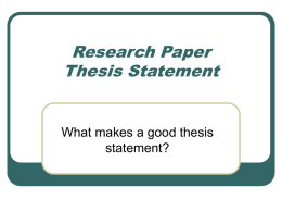 What are the elements of a good thesis statement?