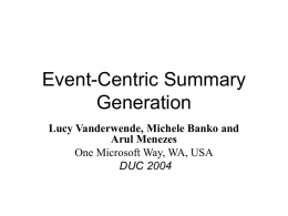Event-Centric Summary Generation