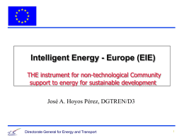 Intelligent Energy - Europe (EIE) The work programme