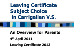 Leaving Certificate Subject Choice in C.C.S.