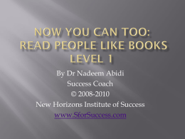 Now You Can Too: Read people like books