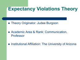Expectancy Violations Theory - University of Texas at Tyler