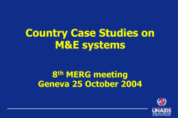 Country case studies on M&E systems