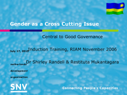 Gender as a Cross cutting issue