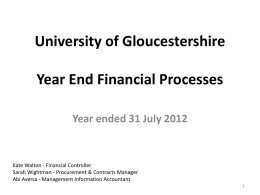 Finances overview Autumn 2010 - University of Gloucestershire