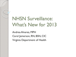NHSN Surveillance: What’s New for 2013