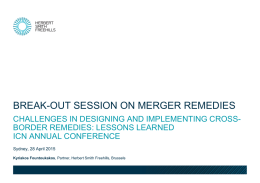 Break-out session on Merger remedies