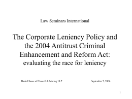 Law Seminars International The Corporate Leniency Policy