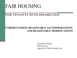 FAIR HOUSING For tenants with disabilities