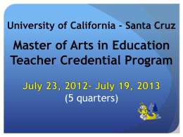 UC Santa Cruz Master of Arts in Education Credential and