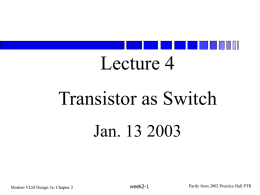 Transistors and Layout 1 - University of Western Ontario
