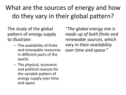 What are the sources of energy and how do they vary in