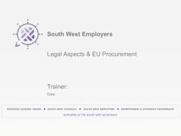 Legal Aspects & EU Procurement - SWCouncils