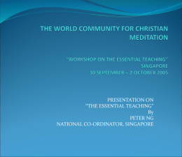 THE WORLD COMMUNITY FOR CHRISTIAN MEDITATION …
