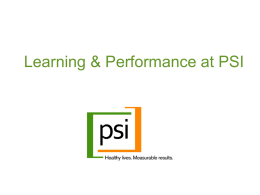 Learning & Performance at PSI