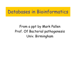 Bioinformatic Databases and Other WWW Resources