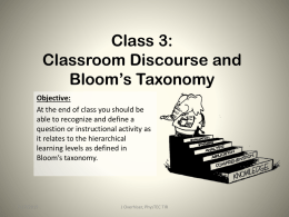 Classroom Discourse and Bloom’s Taxonomy