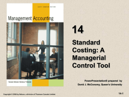 Chapter Fourteen - Standard Costing: A Managerial Control Tool